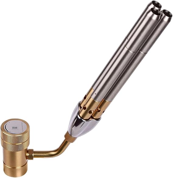 BLUEFIRE Triple Flame Barrel Turbo Torch Head High Output 25590 BTU Heavy Duty Gas Welding Nozzle Fuel by MAPP MAP Pro Propane Brazing Soldering Large Dia Pipes Flamethrower