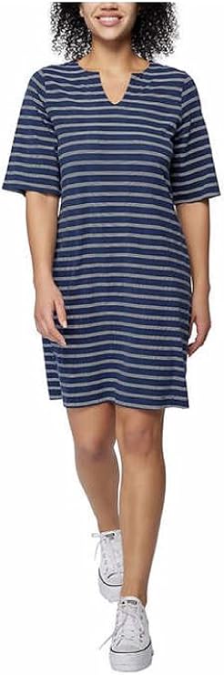 Hang Ten Women's Seabird Midi Dress (Navy Stripe, X-Large)