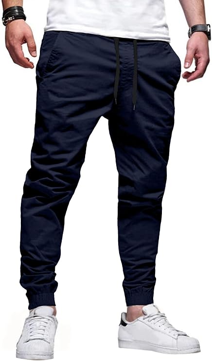 HOTake Men's Joggers Casual Lightweight Elastic Waist Drawstring Hiking Chino Pants Men