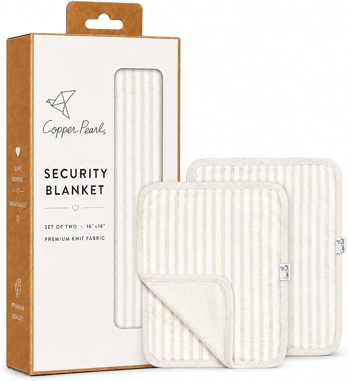 Copper Pearl Baby Security Blanket Set of 2 - Portable Size for Self-Soothing On-The-Go, Ideal Baby Blankets for Boys and Girls, Ultra-Soft, and Gift-Ready Loveys - Coastal