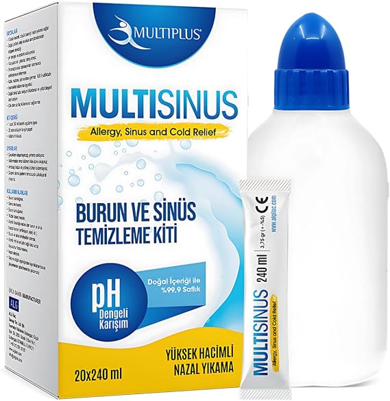 Multiplus Burun ve Sinüs Temizleme Kiti - 1 ad 240 ml Şişe + 20 ad Solüsyon Karışım Poşedi