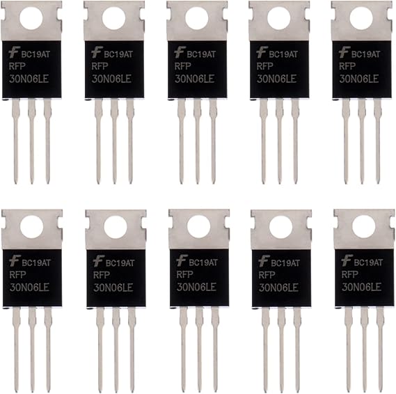 BOJACK RFP30N06LE MOSFET 30 A 60 V RFP30N06LE N-Channel Power MOSFET Transistor ESD Rated TO-220 (Pack of 10)