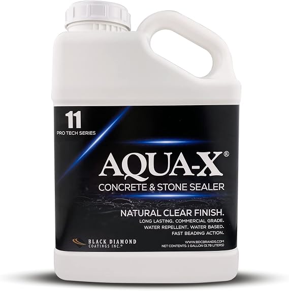 1 Gal. AQUA-X 11 Clear Penetrating Concrete Sealer & Stone | Natural Finish | Professional Grade | Indoor & Outdoor | Fast Dry and Long Lasting Protection