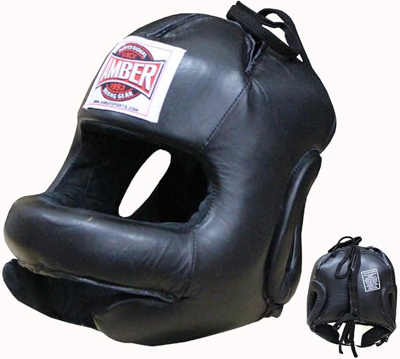 Ultimate All-Leather Face-Saver Headgear, Enhanced Comfort, Advanced Face Bar Protection, Secure Fit, and Shock-Absorbing Padding for MMA, Boxing, Kickboxing, and Martial Arts Training