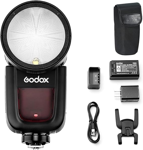 Godox V1-C Flash Speedlite for Canon, 76Ws 2.4G X Wireless TTL 18000 HSS Speedlight, 1.5s Recycle, 480 Full Power Flashes with Rechargeable Battery