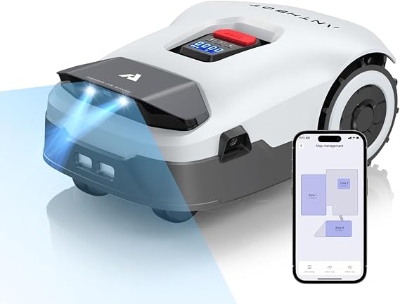 ANTHBOT Genie600 Robot Lawn Mower, Perimeter Wire Free, Full Band RTK+4-Eye Vision Robot Lawnmower, Recommended for 600 m², Max 800 m², Automatic Mapping, Accurate Obstacle Avoidance, APP Control