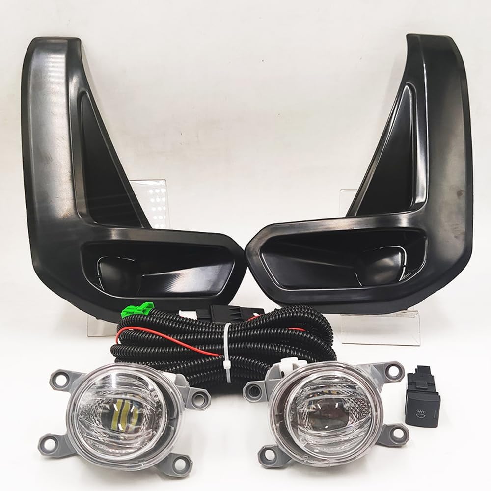 1 Set Car Fog Light Front Bumper Fog Lamp Cover Driving Light Cable Bezel for Toyota Hilux Revo 2020 2021 2022-White
