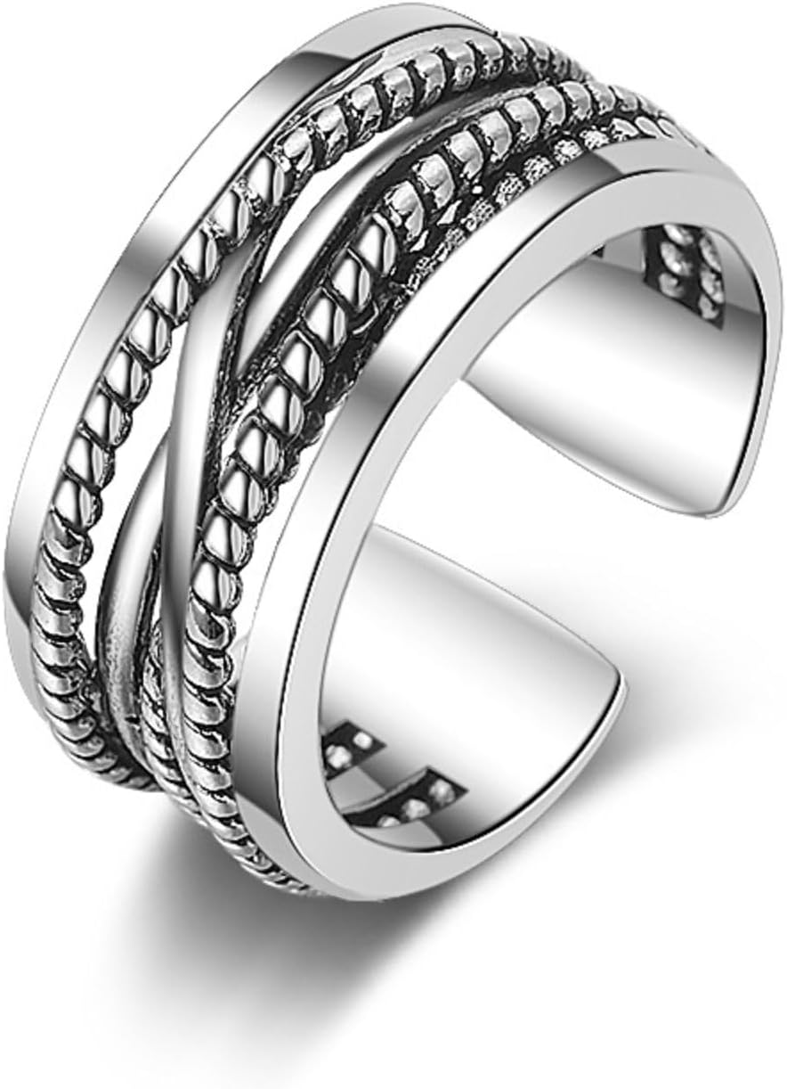 925 Sterling Silver Thumb Rings For Women Wire Intertwined Chunky Statement Rings Jewelry