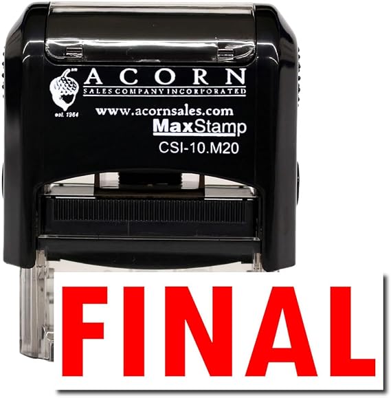 Business Stamp - Red Ink Self-Inking Final Stamp, Ideal for Business Associates, 1/2 x 1-1/2, Durable and Easy to Use, Ideal for Official Documents and Paperwork, Red Ink for Clear Impressions