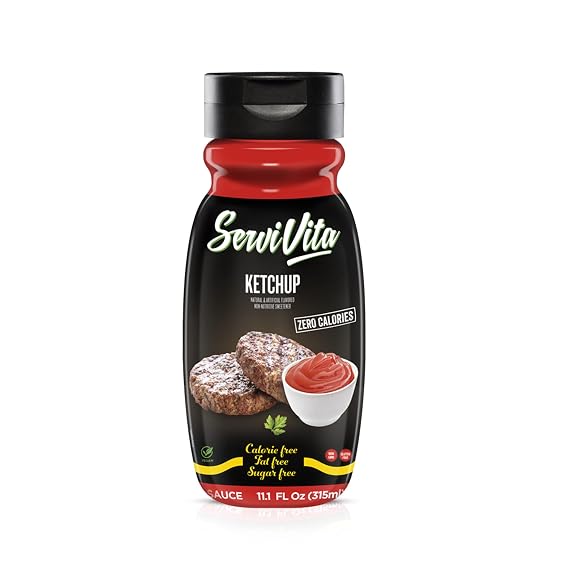 Sugar Free KETCHUP Sauce Zero Calories and Fat Free Ketchup, 10.6 FL OZ - No Sugar Ketchup Gluten-Free, Non-GMO, Vegan and Keto Friendly - ServiVita