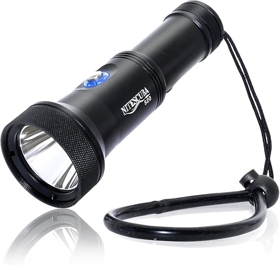 nitescuba S20 Scuba Diving Flashlight 2000 Lumens Underwater 100m Waterproof Dive Light - 8 Degree Narrow Beam Backup Dive Torch for Cave Diving, Night Diving & Scuba (Black)
