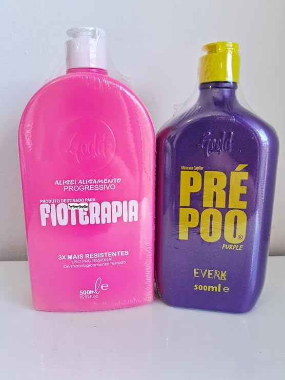 Gold Spell Kit/Progressiva Fioter@pia 500ml + Purple Pre-Shampoo Mask 500ml / Brazilian Keratin Treatment/Official Seller Gold Spell Cosmetics