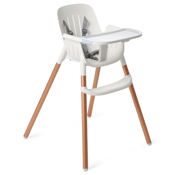 PEG Poke High Chair - Polar (White & Gold) | Modern and Easy to Clean - From 6 to 36 months