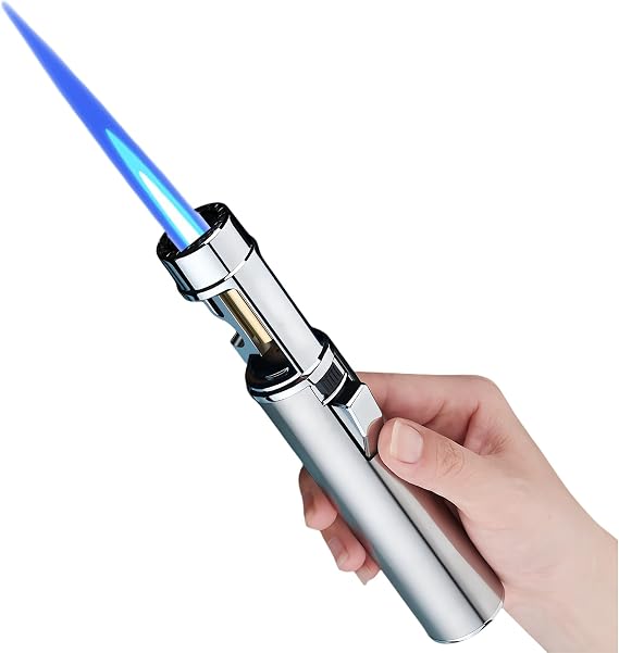 Airbrush Windproof Straight Flame Lighter - Camping Outdoor Silver