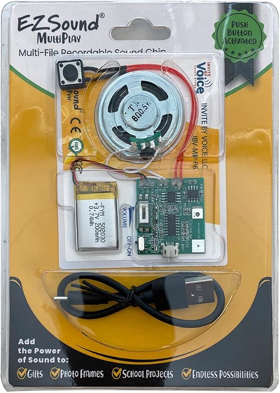 EZSound MultiPlay Push Button Recordable Sound Chip | Plays Multiple Recordings