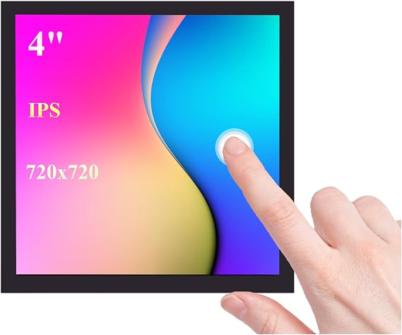 4inch DPI LCD Square Capacitive Touch Screen Compatible with Raspberry Pi 5/4B/3B+/3B/2B/Zero/Zero W/WH/Zero 2W, 720x720 Resolution, IPS Display, Toughened Glass Cover Low Power Solution