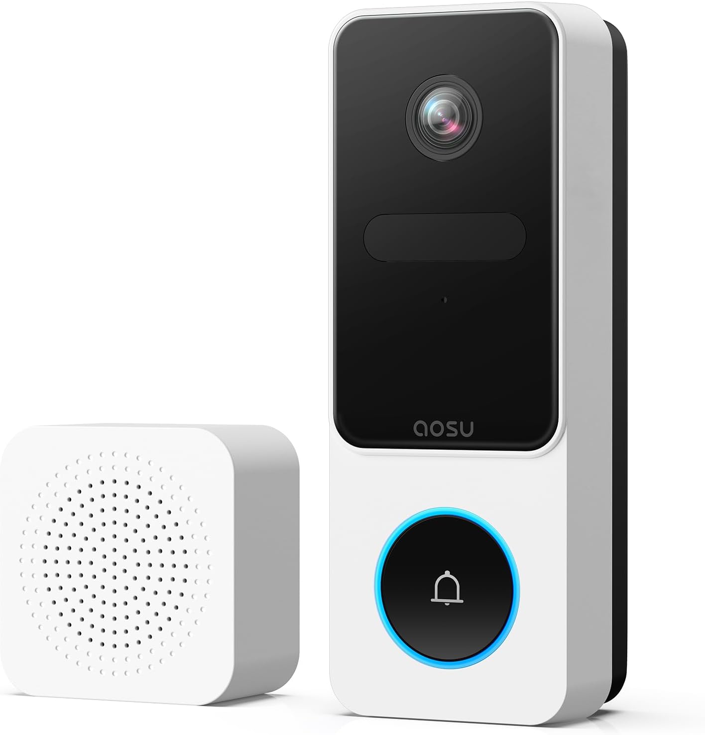 aosu 2K HD Wireless Video Doorbell Camera with Chime, Battery Powered, Wide Angle, 2-Way Talk, AI Human Detection, Local & Cloud Storage, 2.4GHz WiFi, Alexa Compatible, Senior-Friendly