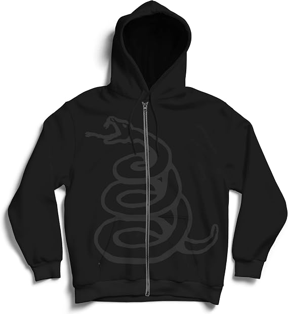 Metallica Men's Black Album Burnished Zippered Hooded Sweatshirt