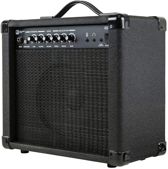 Monoprice 1x8 Guitar Combo Amplifier - Black 20-Watt, 86dB of Gain - 1/4 Inch Input for Guitars, Aux MP3 Input, 3.5mm Headphone Output