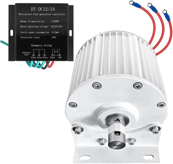 12000W Low RPM Permanent Magnet Generator, 3 Phase Gearless Permanent Magnet Generator 120V 220V AC Alternator Water Wind Turbine Generator (White)