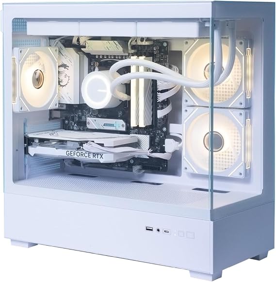 LUXEBYTE White Gaming PC AMD Ryzen 5 7600X GeForce RTX 4060 32GB DDR5 RGB RAM 1TB NVMe SSD 360mm AIO Liquid Cooler 650W PSU WiFi Windows 11 Pro High-Performance Plug Play Desktop