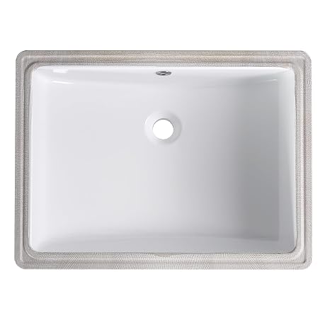Undermount Bathroom Sink Rectangular, 20'' x 15''Vessel Sink White Porcelain Rectrangle Undermount Bathroom Sink White Ceramic Lavatory Vanity Vessel Sink with Overflow