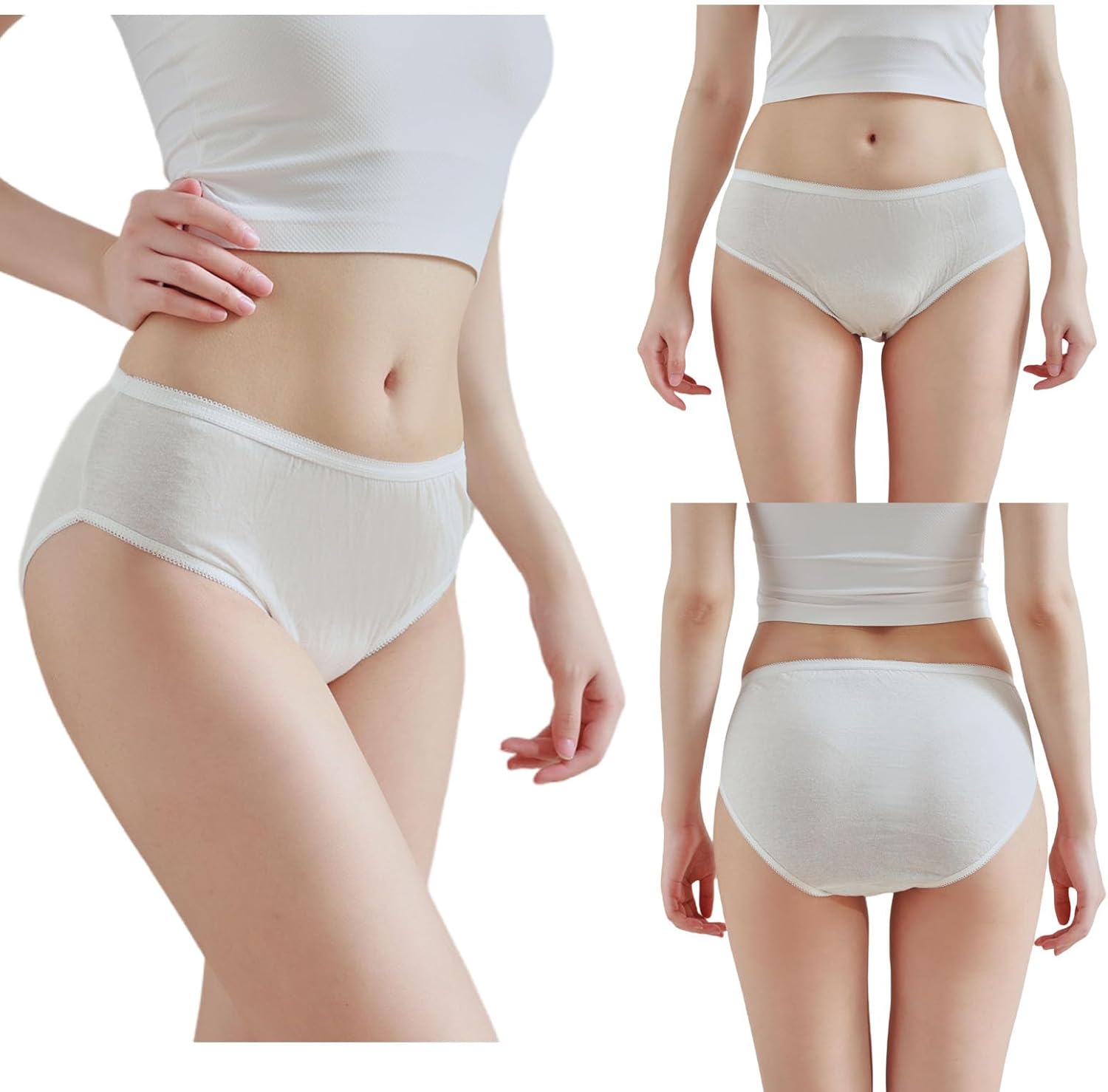 Star Women's Disposable 100% Pure Cotton Underwear Travel Panties Grandma Briefs White 10pcs/20pcs, white