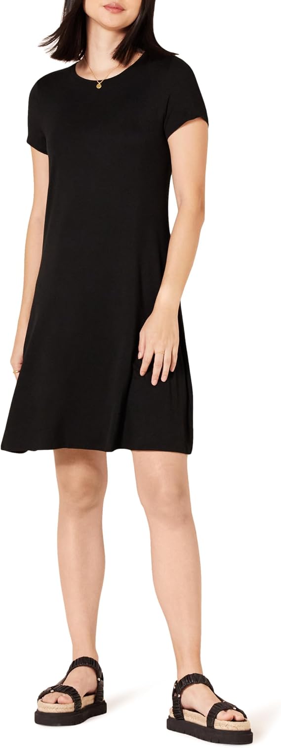 Amazon Essentials Women's Short-Sleeve Scoopneck Swing Dress