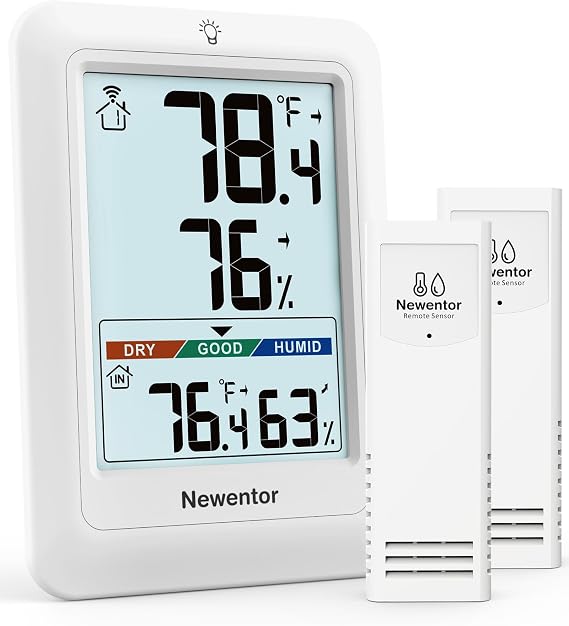 Newentor Indoor Outdoor Thermometer Wireless with 24H/48H/ALL-TIME High Low