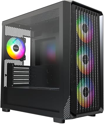MONTECH X5M - Micro ATX Gaming PC Case, High Airflow, 4x120mm ARGB Fans Pre-Installed, Glass Side Panel, Carbon Fiber Print Accents, Black