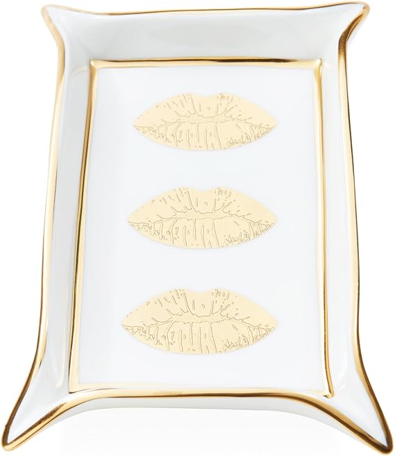Jonathan Adler Lips Valet Trinket Tray, Gold 32051