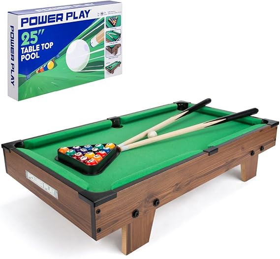 Power Play Pool Games Table for Kids & Adults, Compact, Portable, Gift for Boys and Girls