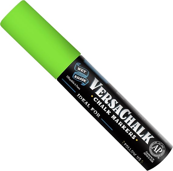 VersaChalk Neon Green Liquid Chalk Marker Jumbo - 15mm Tip | Bold, Vibrant Neon Green Ink for Chalkboards, Windows, Glass | Non-Toxic, Easy Erase