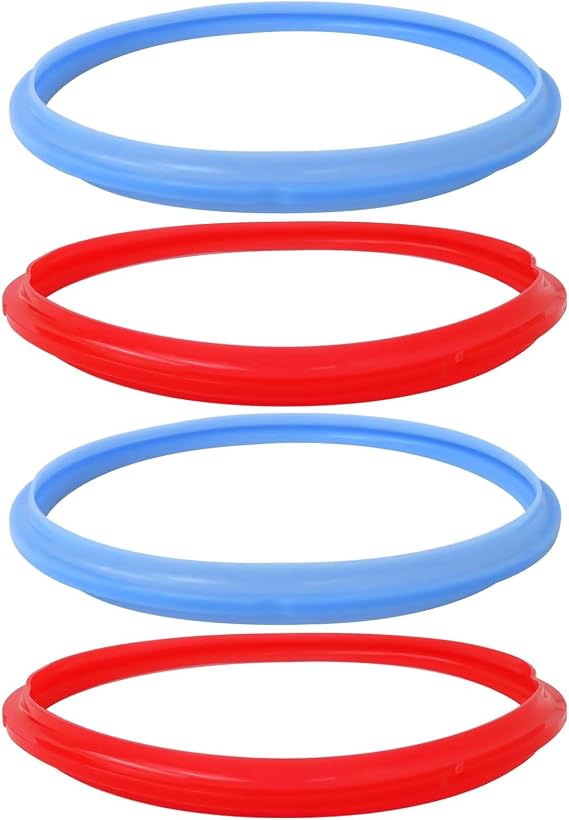 4Pcs Food-Grade Silicone Sealing Rings for Instant Pot 5/6 Quart Pressure Cookers DUO Crisp 6Qt, Star-Wars 6Qt, DUO SV6 Qt, DUO PLUS 6 Qt(Blue + Red) by LO MERECES