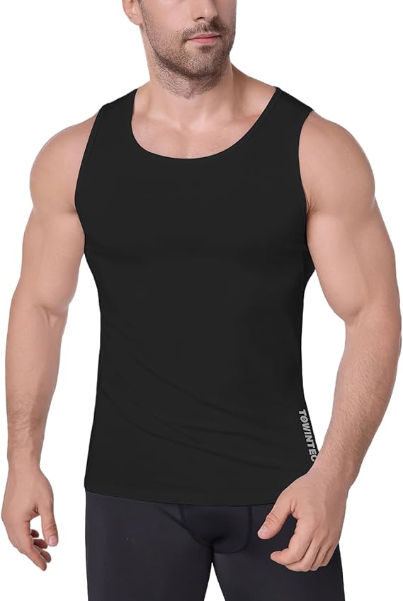Compression Shirt Men Sleeveless Muscle Tank Top with Underarm Mesh Slim Vest Workout Base Layer Athletic Undershirt