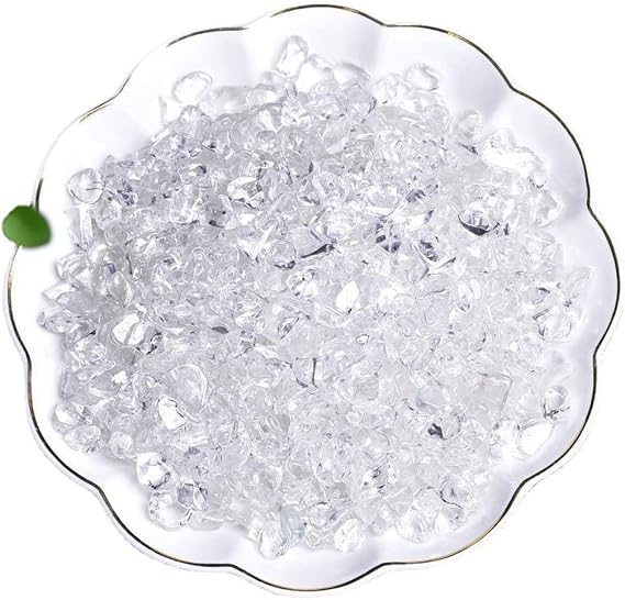 Erliway Natural Clear Quartz Tumbled Chips Crushed Crystal Stone, 7-9mm