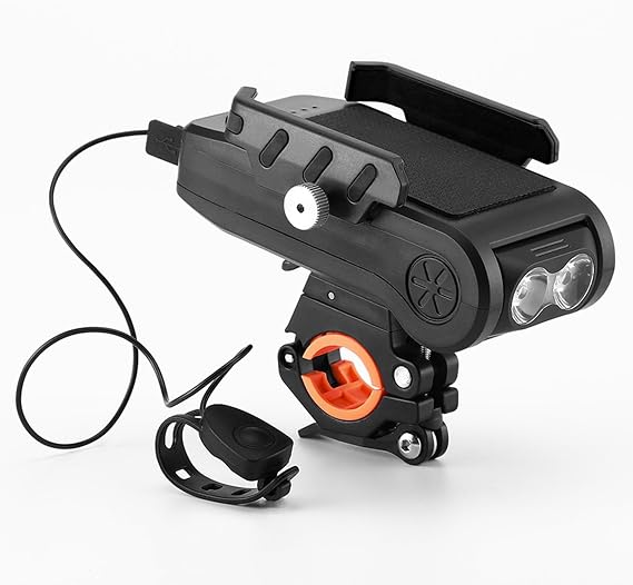 BNEI Bicycle headlamp/Mobile Phone Holder/Speaker/Charging Treasure 4-in-1, USB Charging, 4000 mAh, IPX4 Waterproof