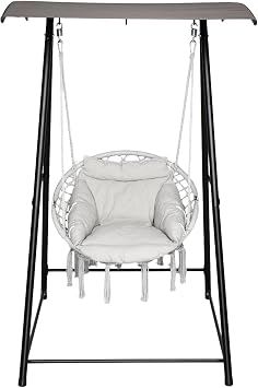 ONCLOUD 660LBS Hammock Chair Stand with Canopy, Heavy Duty Hanging Chair Stand, Reinforced Steel Multi-Use Swing Stand for Indoor Outdoor, UV-Resistence (Hanging Chair w/Stand)