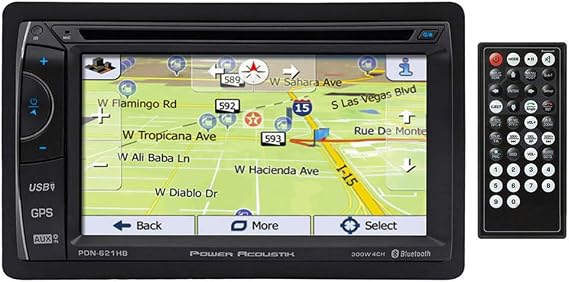 Power Acoustik PDN-621HB Double DIN DVD/CD/AM/FM/MP3/MP4 Bluetooth Navigation Receiver with 6.2" LCD Touchscreen
