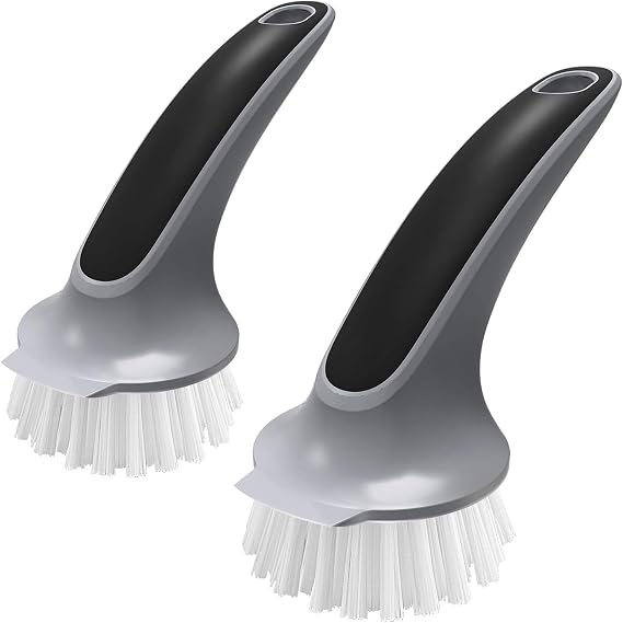 MR.SIGA Pot and Pan Cleaning Brush, Dish Brush for Kitchen, Gray, Pack of 2