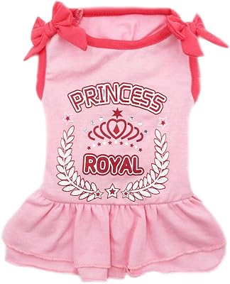 KYEESE Dog Dresses Pink with Bowtie Pet Dresses for Small Dogs Princess Sundress