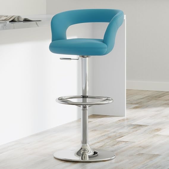 ZURI Teal Monza Adjustable Height Swivel Armless Bar Stool