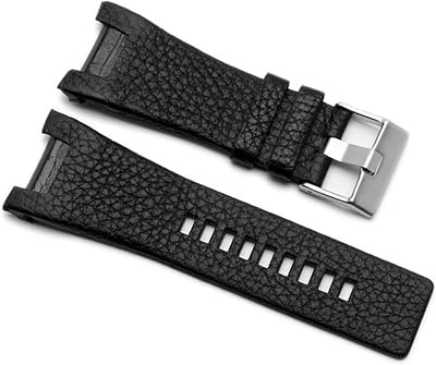 32  17mm Genuine Leather with Stainless Steel Clasp watchband Strap Dedicated Men for Diesel DZ4246 DZ1273b Bracelet Color : Preto, Size : 32-17mm Silver Clasp