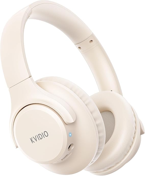 KVIDIO Bluetooth Headphones Over Ear, 65H Playtime Wireless Headphones with Mic, Foldable Lightweight Headset with Deep Bass, Stereo Sound for Travel
