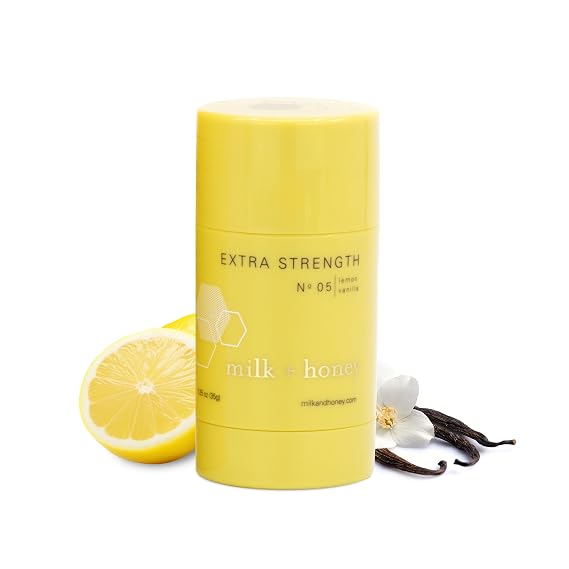 milk + honey Extra Strength Deodorant No. 05, Aluminum Free Deodorant for Women and Men, Natural Gentle on the Skin, Lemon and Vanilla scent