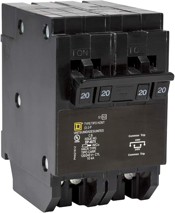 Square D - HOMT220220CP Tandem Quad Circuit Breaker, Black