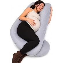 BLOOMNEST Pregnancy Pillow for Sleeping 57 Inch U-Shaped Full Body Maternity Pillow with Removable Cover All-Around Support for Back, Belly, Hips & Legs Grey