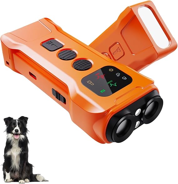 Ultrasonic Dog Bark Deterrent Devices,Rechargeable Anti Barking Device for Dogs 2025,LED Flashlight,35ft Range to Stop Barking Silencer Neighbors Dog,Safe & Effective for Dogs(Orange)