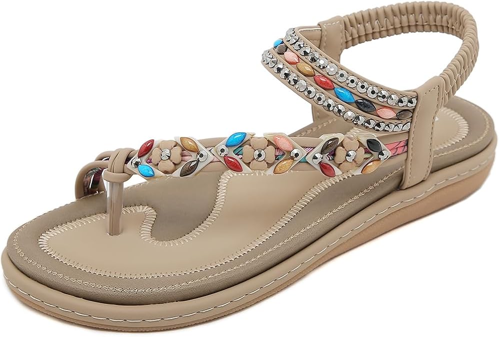 KSHUN Women Flat Sandals Dressy Casual Summer flat flip flops Comfortable Sandals Bohemian Flats Shoes