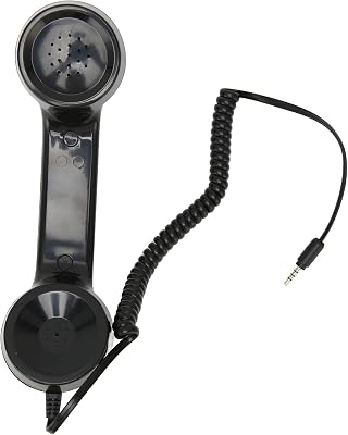 Retro Phone Handset, Radiation Proof Handheld Cell Phone Receiver, Handheld Receiver with Volume Controlfor Mobile Phones for Smartphones and PC with 3.5mm Headphone Jack Black